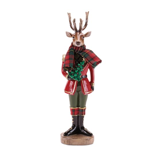 Melrose 10.75" Plaid Deer Nutcracker Figurines Set